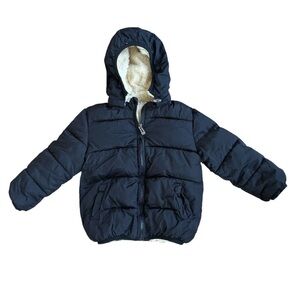 4T Toddler Boys Black Insulated jacket Coat Faux Fur Lining Puffer Boy Girl NWOT
